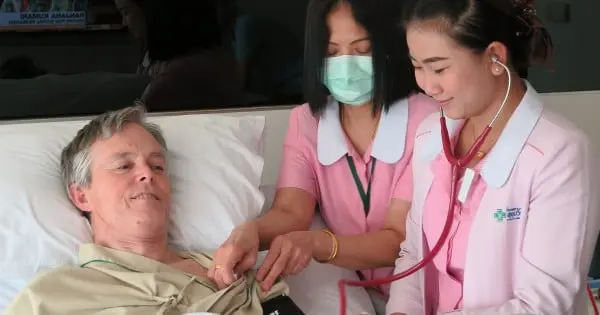 Nurses at BBH examining Jack Pearce