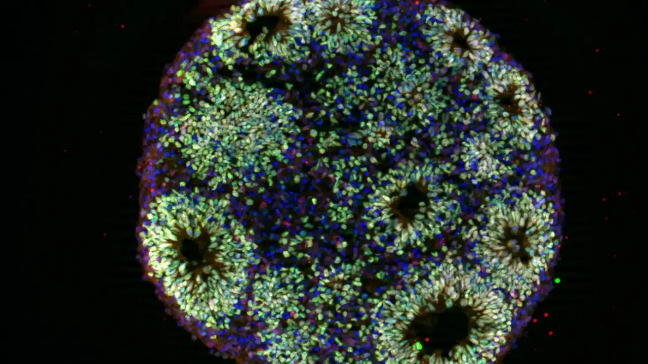 A microscopic image of a brain organoid